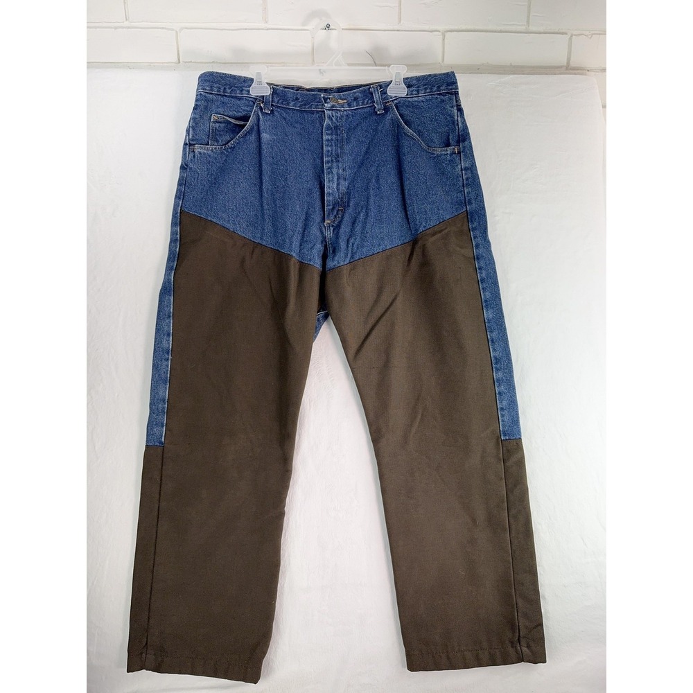 Wrangler Pro Gear Jeans Mens 40x30 Blue Denim Brown‎ Canvas Work Pants